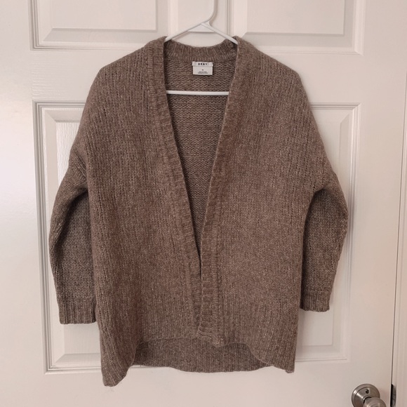 DKNY Camel Color Wool Cardigan - Picture 1 of 8